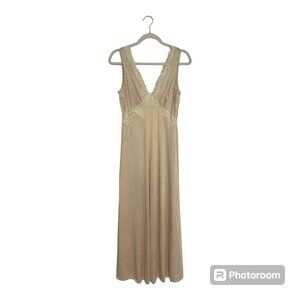 Women's Vintage Maidenform Dreamwear Cream Satin Slip Dress Nightgown Size Small